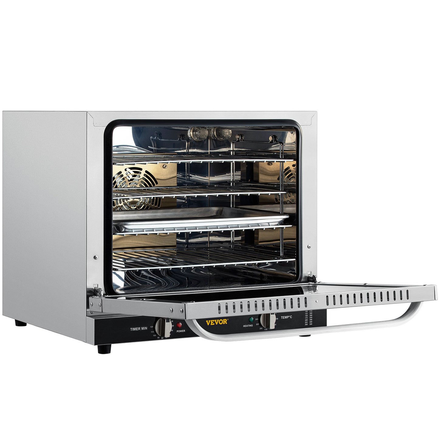 Commercial Convection Oven, 66L/60Qt, Half-Size Conventional Oven Countertop, 1800W 4-Tier Toaster with Front Glass Door, Electric Baking Oven with Trays Wire Racks Clip Gloves, 120V, ETL Listed