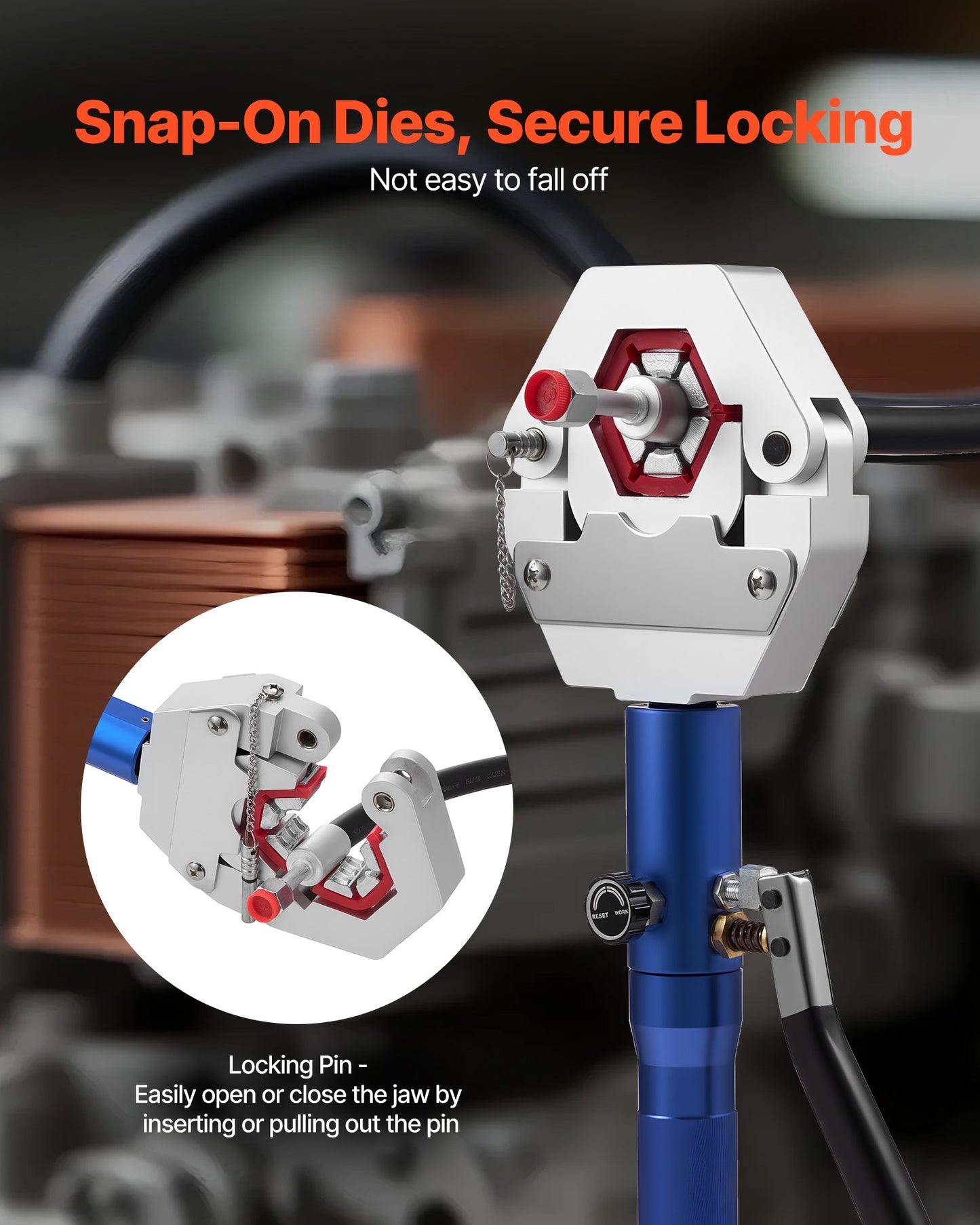 Hydraulic Hose Crimper, Hydra-Krimp AC Hose Crimper Kit with 7 Dies Snap-On, Integral Manual Hydraulic A/C Hoses Crimping Tool for Automotive & Air Conditioning Repair - with Carrying Case