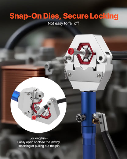 Hydraulic Hose Crimper, Hydra-Krimp AC Hose Crimper Kit with 7 Dies Snap-On, Integral Manual Hydraulic A/C Hoses Crimping Tool for Automotive & Air Conditioning Repair - with Carrying Case