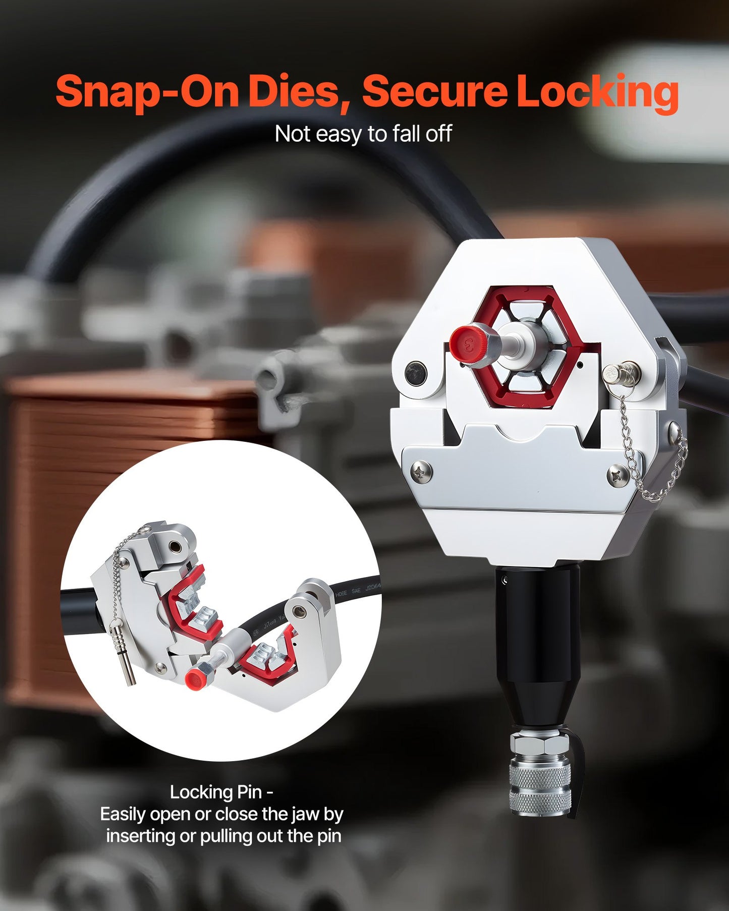 Hydraulic Hose Crimper, Hydra-Krimp AC Hose Crimper Kit with 7 Dies Snap-On & Carrying Case, Hydraulic A/C Hoses Crimping Tool for Automotive & Air Conditioning Repair (Split with Manual Pump)