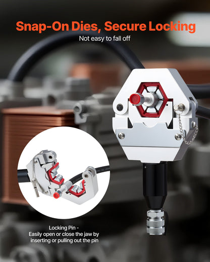 Hydraulic Hose Crimper, Hydra-Krimp AC Hose Crimper Kit with 7 Dies Snap-On & Carrying Case, Hydraulic A/C Hoses Crimping Tool for Automotive & Air Conditioning Repair (Split with Manual Pump)