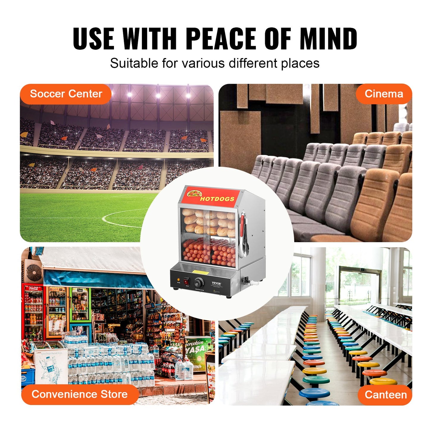 Commercial Hot Dog Steamer 2-Tier Electric Bun Warmer 27L Sliding Doors