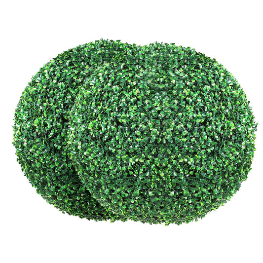 Artificial Plants Boxwood Trees, 24 Inch Tall (2 Pieces), Ball Shaped Faux Topiaries Plant, Year-Round Green Feaux Plant Decorative Balls for Garden, Balcony, Yard, Wedding and Home Decor