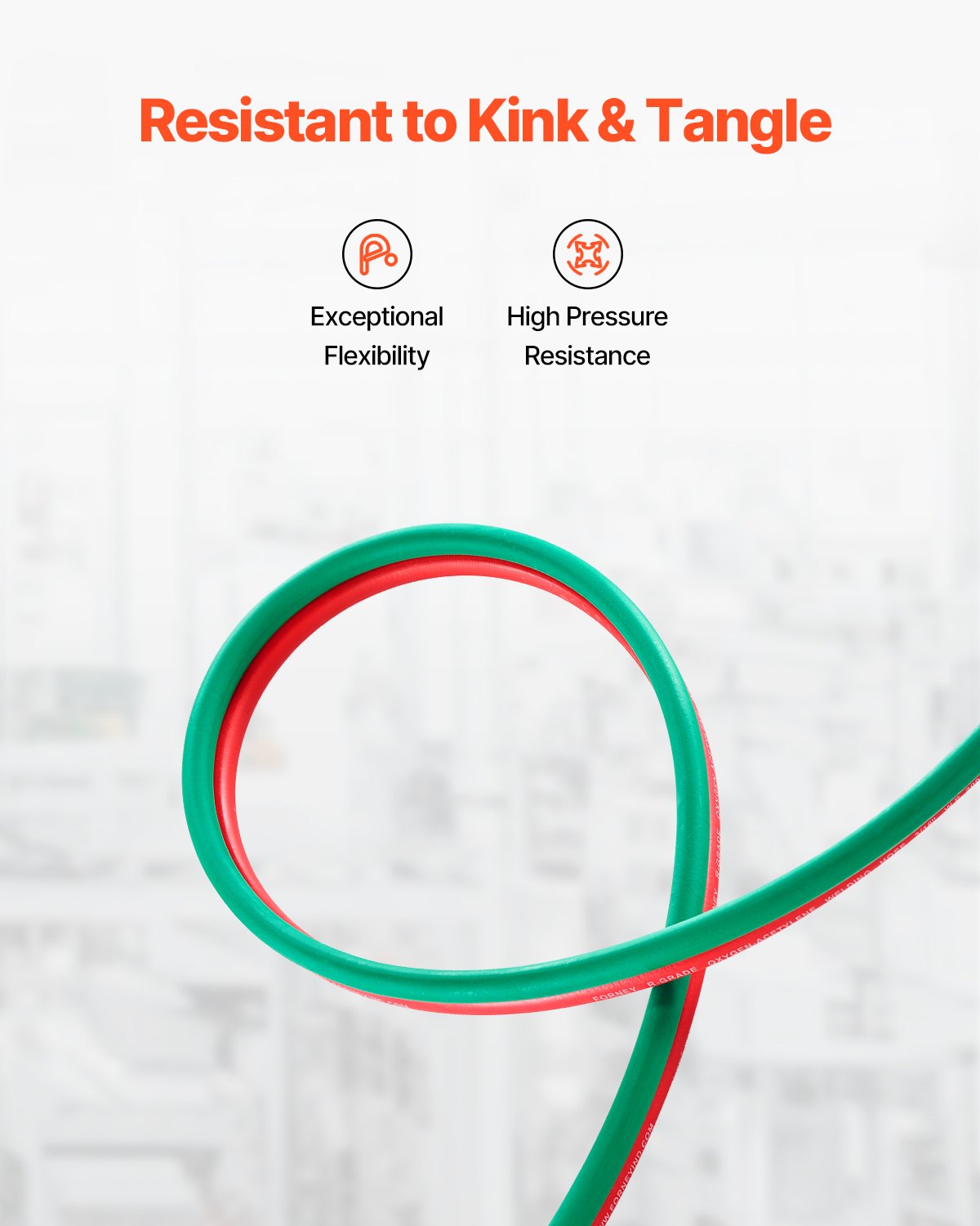 Oxygen Acetylene Hose, 1/4-Inch x 25FT Oxy Acetylene Hose with 9/16"-18 LH/RH B Fittings, R Grade Welding Torch Twin Hose with 300PSI Maximum Working Pressure for Cutting Soldering Brazing