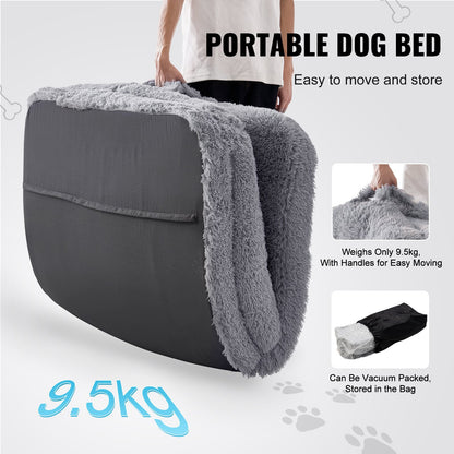 Human Dog Bed, 72" x48"x10" Giant Human Dog Bed for Adults and Pets, Human Size Dog Bed with Washable PV Velvet Cover, Egg Orthopedic Foam, Storage Pocket, for You and Pet, Grey