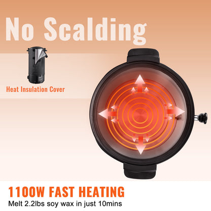 10 L Wax Melter for Candle Making, Extra Large Electric Wax Melting Pot, with Easy Pour Spout and 9-level Temp Control, Easy Clean for Candle Soap Cream Beauty Bulk Production Business or Home