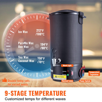 Wachsschmelzer zur Kerzenherstellung, 10 Liter, elektrischer Topf für den gewerblichen oder privaten Gebrauch