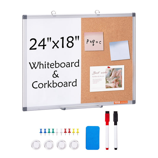 24" x 18" Whiteboard- und Korktafel-Kombination mit Aluminiumrahmen für Schulwohnheime