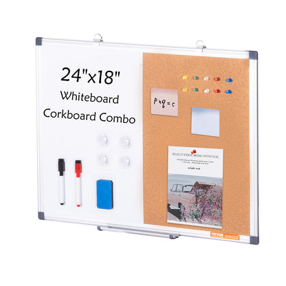 24" x 18" Whiteboard- und Korktafel-Kombination mit Aluminiumrahmen für Schulwohnheime