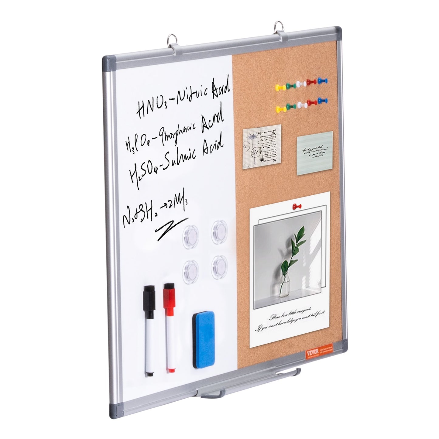 24" x 18" Whiteboard- und Korktafel-Kombination mit Aluminiumrahmen für Schulwohnheime