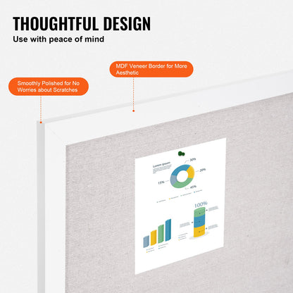 30"x20" Weiße Korktafel mit Leinenoberfläche zur Wandmontage