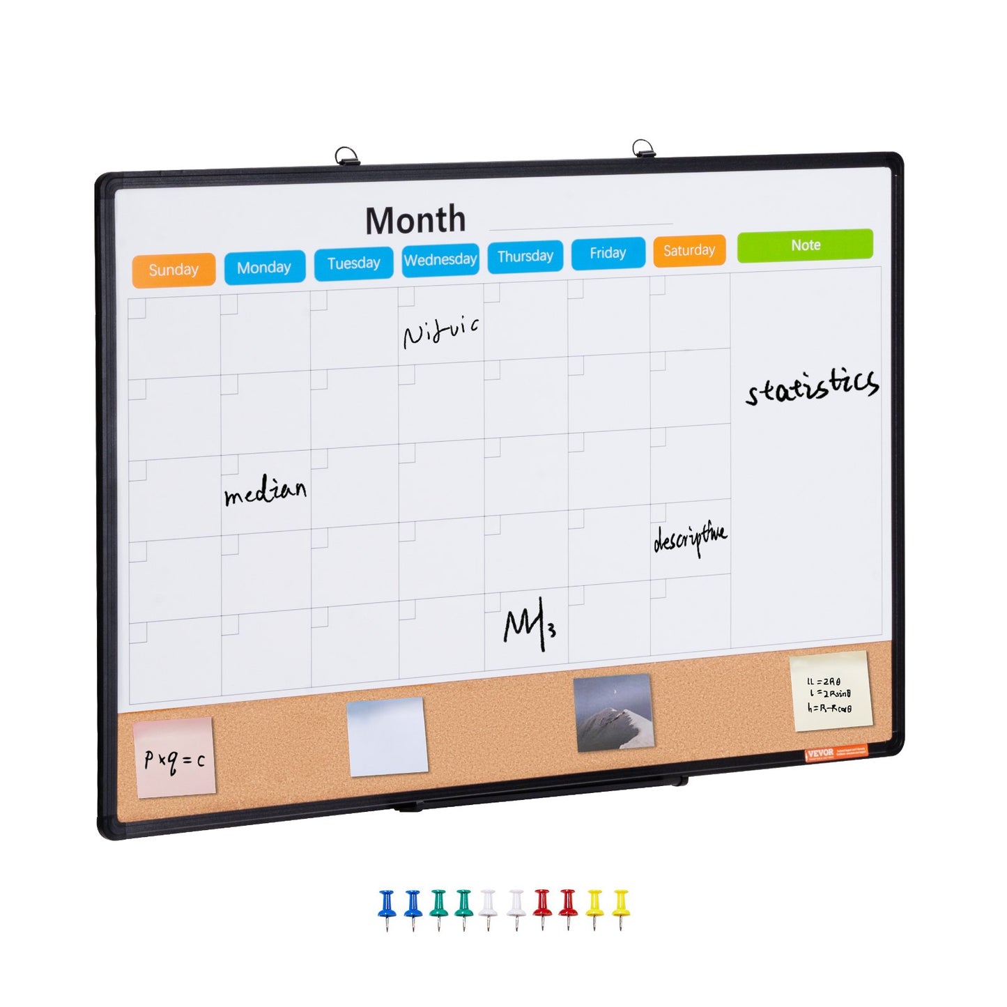 36"x24" Monatskalender-Whiteboard und Korktafel-Kombination mit Aluminiumrahmen