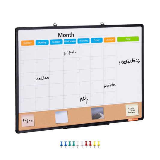 36"x24" Monatskalender-Whiteboard und Korktafel-Kombination mit Aluminiumrahmen