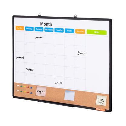 36"x24" Monatskalender-Whiteboard und Korktafel-Kombination mit Aluminiumrahmen
