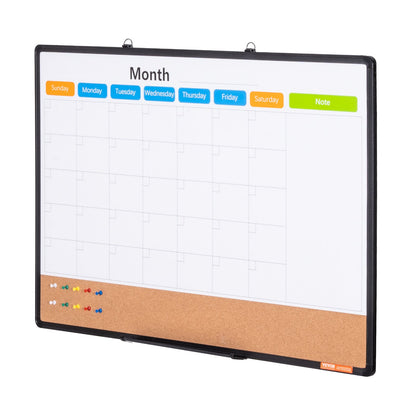 36"x24" Monatskalender-Whiteboard und Korktafel-Kombination mit Aluminiumrahmen