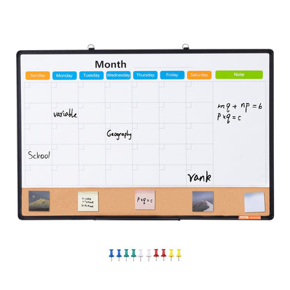 36"x24" Monatskalender-Whiteboard und Korktafel-Kombination mit Aluminiumrahmen