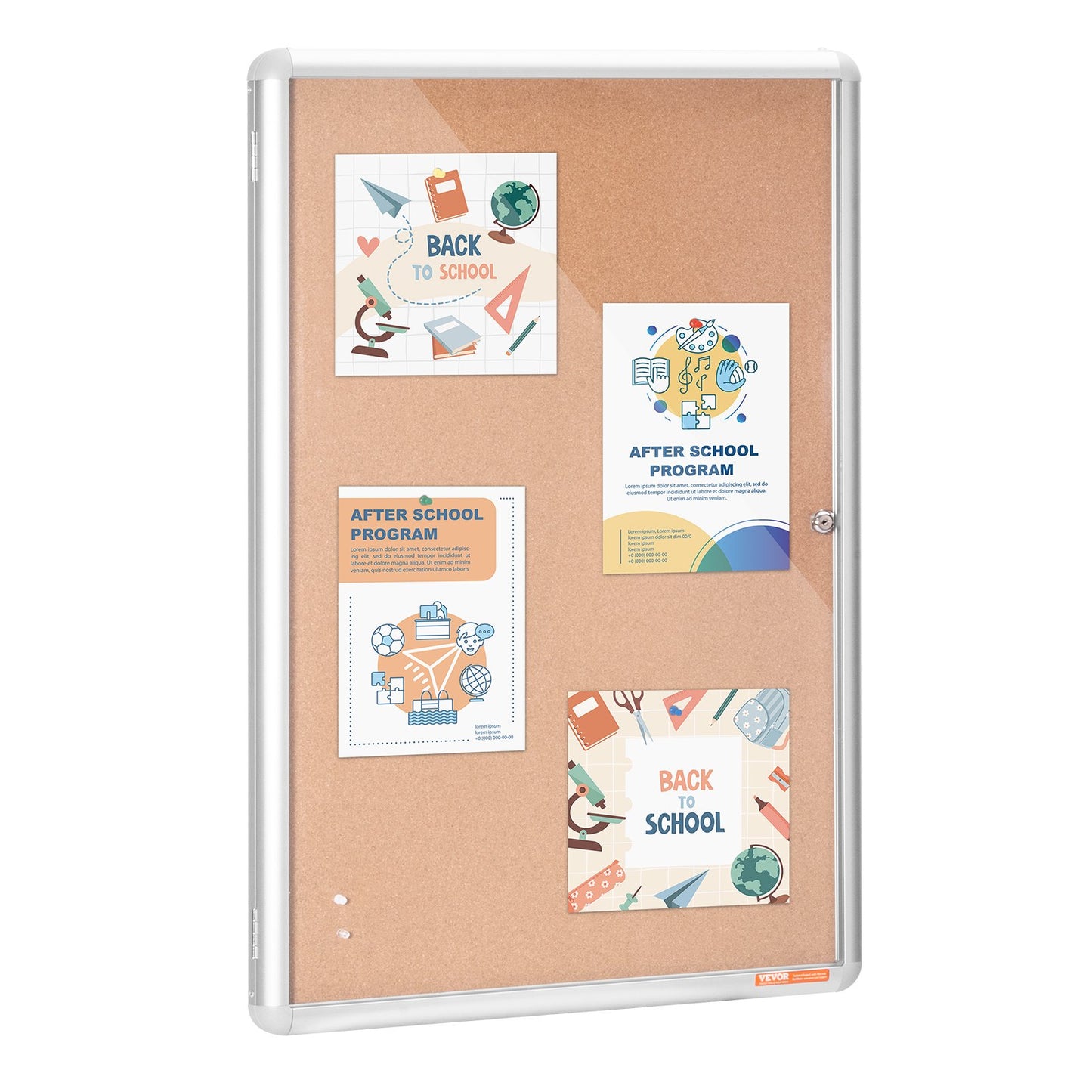 36"x24" geschlossene Korktafel mit Aluminiumrahmen, abschließbare Pinnwand