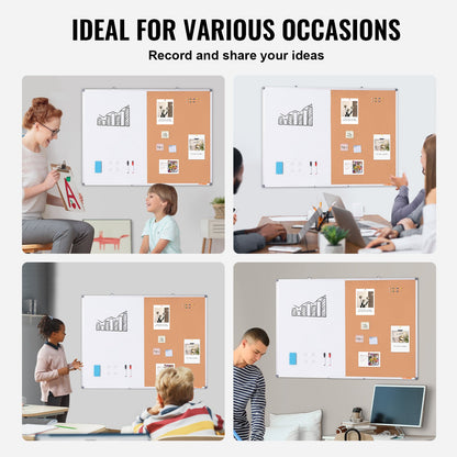 48" x 36" Whiteboard &amp; Korktafel-Kombination mit Aluminiumrahmen für Schulwohnheime