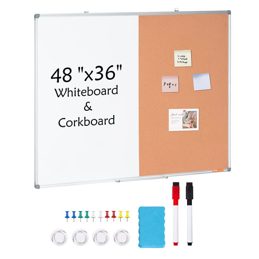48" x 36" Whiteboard &amp; Korktafel-Kombination mit Aluminiumrahmen für Schulwohnheime