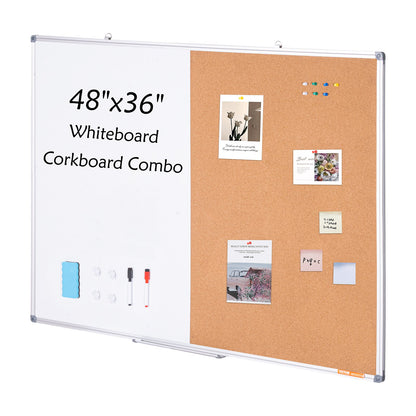 48" x 36" Whiteboard &amp; Korktafel-Kombination mit Aluminiumrahmen für Schulwohnheime