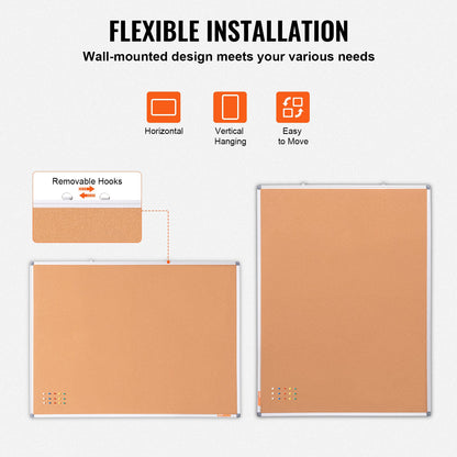 48"x36" Große Korktafel - Wandmontierte Pinnwand mit Pinnwand
