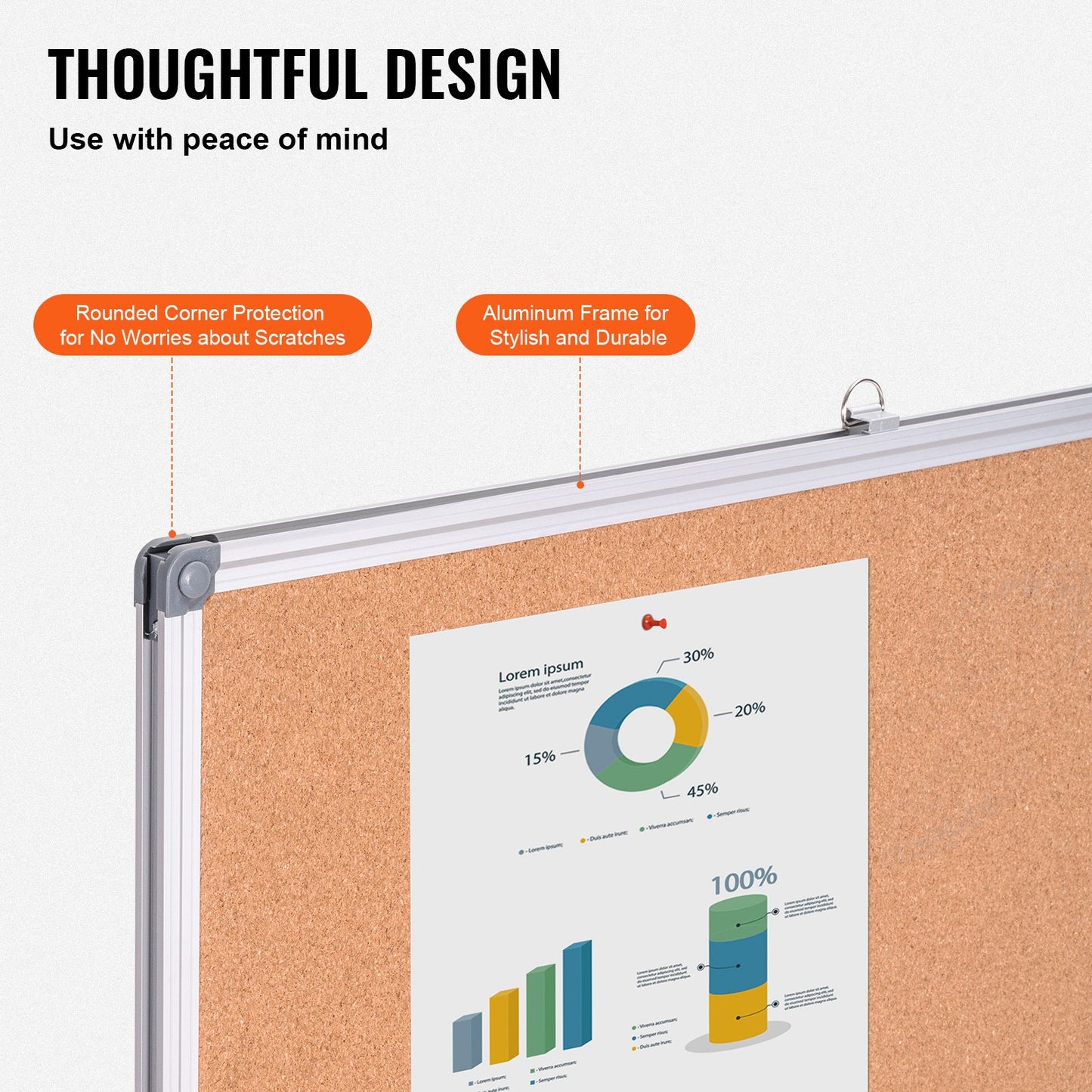 48"x36" Große Korktafel - Wandmontierte Pinnwand mit Pinnwand