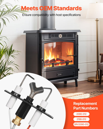 Gas Pilot Assembly, OE 2090-012, 2198-012, SRV2090-012 Fireplace Gas Pilot Assembly, Natural Gas Ignition Replacement, Fit Heatilator, Heat & Glo, Quadra-Fire, Outdoor Lifestyles, Majestic