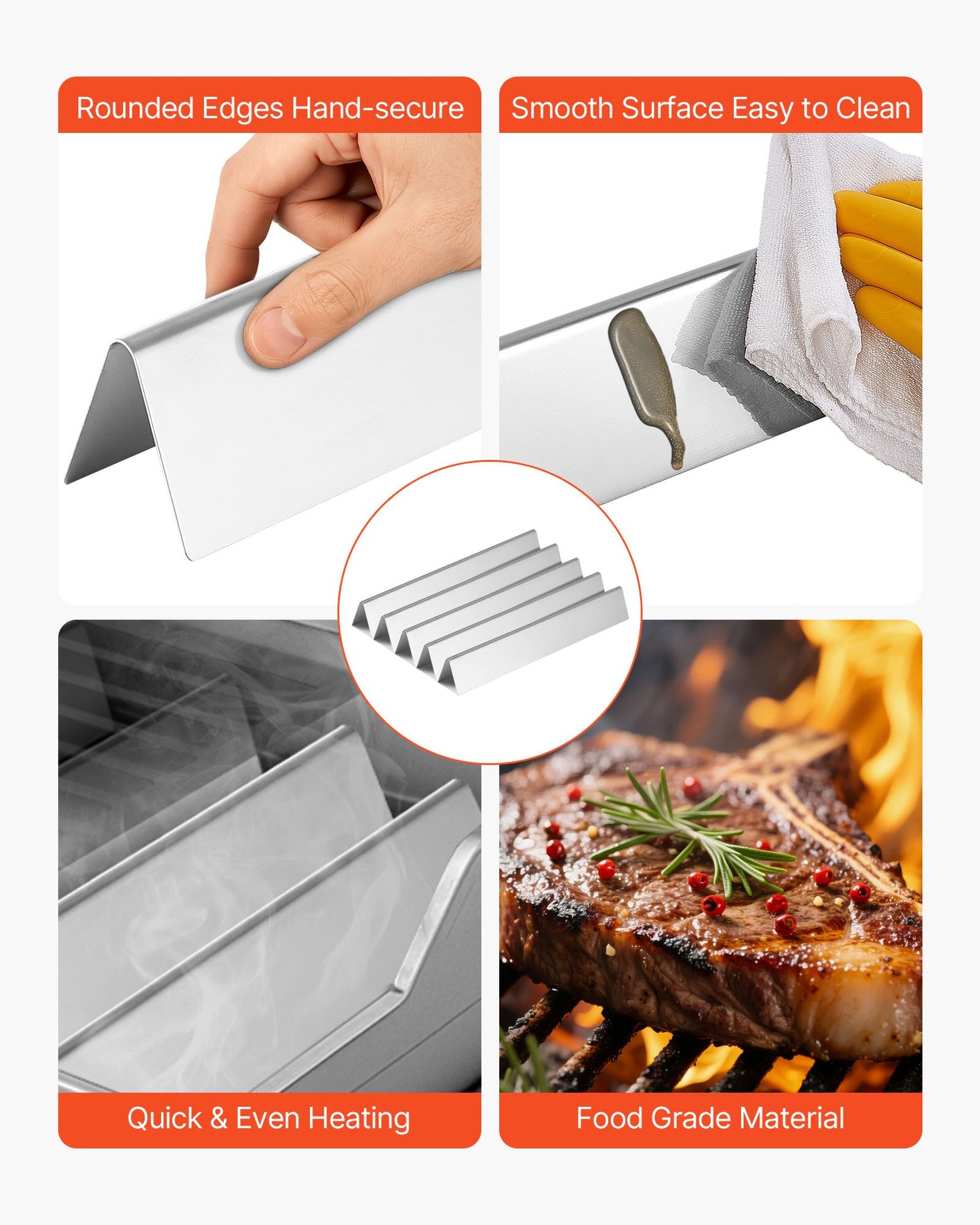 Flavorizer Bars and Heat Deflectors, 17 inch Grill Replacement Part, for Weber Genesis 300 Series Grills, Including E310 E320 E330 S310 S320 S330, Stainless Steel Thicker Heat Plate, 7 Pack