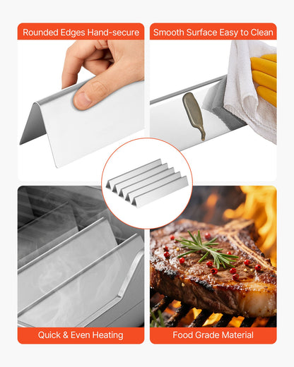 Flavorizer Bars and Heat Deflectors, 17 inch Grill Replacement Part, for Weber Genesis 300 Series Grills, Including E310 E320 E330 S310 S320 S330, Stainless Steel Thicker Heat Plate, 7 Pack