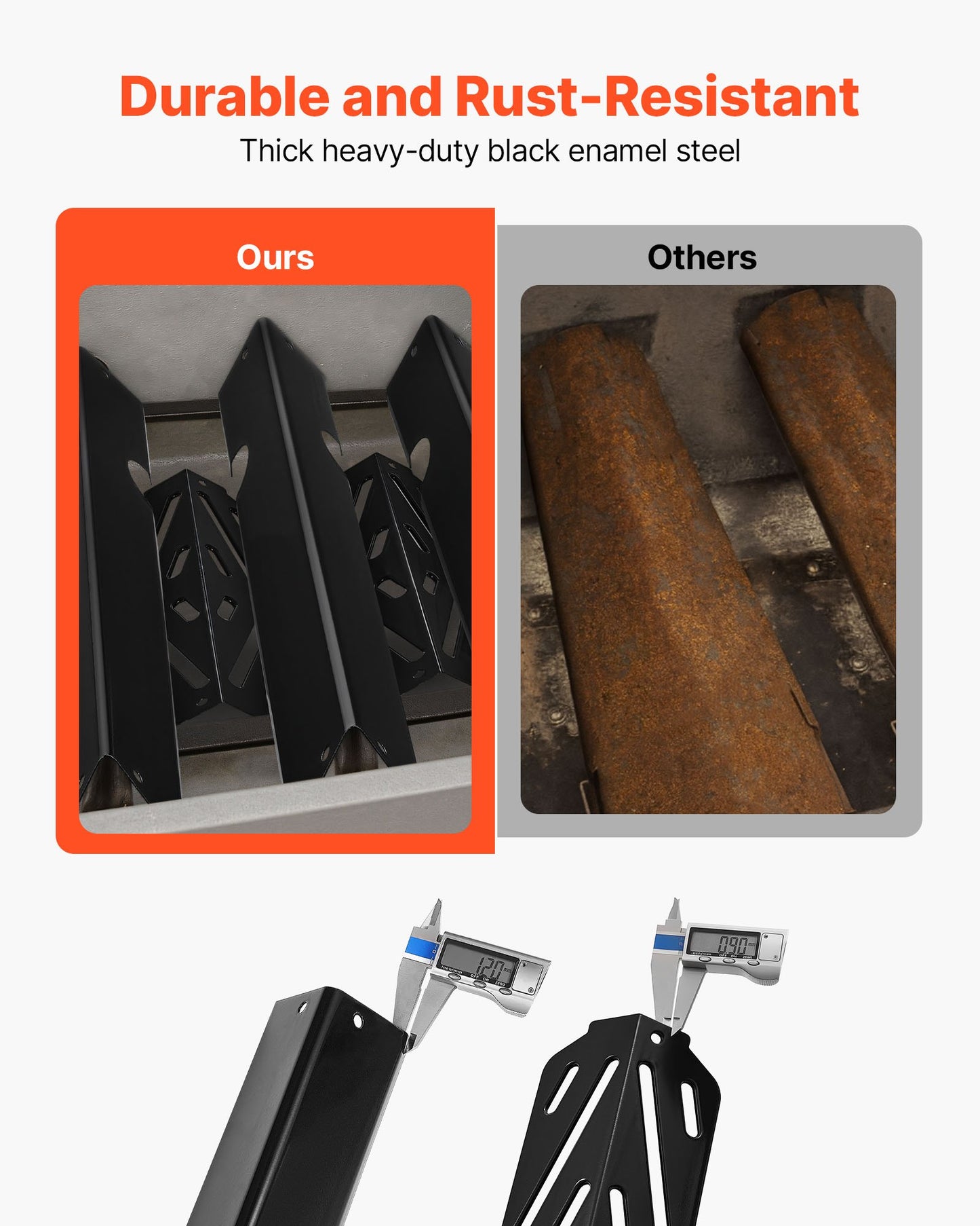 Flavorizer Bars and Heat Deflectors, 17 in Grill Replacement Part, for Weber Genesis ll 310 315 335 340, E/S 325s, ES/SX 325s, E/S 335, EX/SX/EPX-335 Grills, Porcelain-enameled Steel, 8 Pack