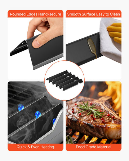 Flavorizer Bars and Heat Deflectors, 17 in Grill Replacement Part, for Weber Genesis ll 310 315 335 340, E/S 325s, ES/SX 325s, E/S 335, EX/SX/EPX-335 Grills, Porcelain-enameled Steel, 8 Pack