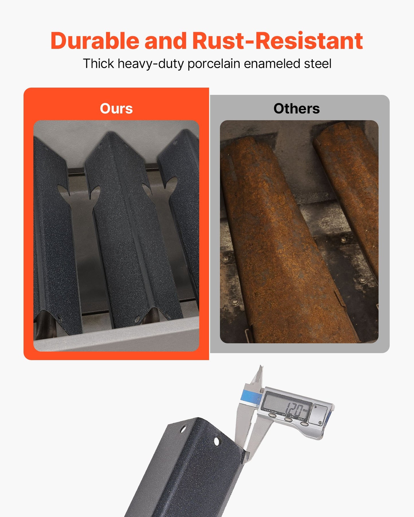 Flavorizer Bars, 17 inch Grill Replacement Part, for Weber Genesis ll 310 315 335 340, E/S 325s, ES/SX 325s, E/S 335, EX/SX/EPX-335 Grills, Porcelain-enameled Steel Thicker Heat Plate, 5 Pack