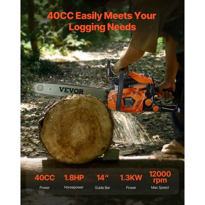 40cc Benzin-Kettensäge 1,8 PS Benzin 14 Zoll Kettensäge zum Holzschneiden