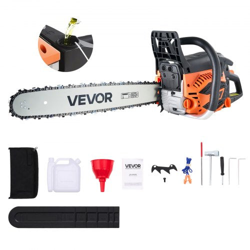 62 cc Gas Chainsaw, 20 inch Gas Powered Chainsaw, 3.8 HP Power Chain Saw with Non-Slip Handle, Gas-Powered Chainsaws with Dual Fuel Tanks, For Wood Cutting, Tree Trimming, and Land Clearing