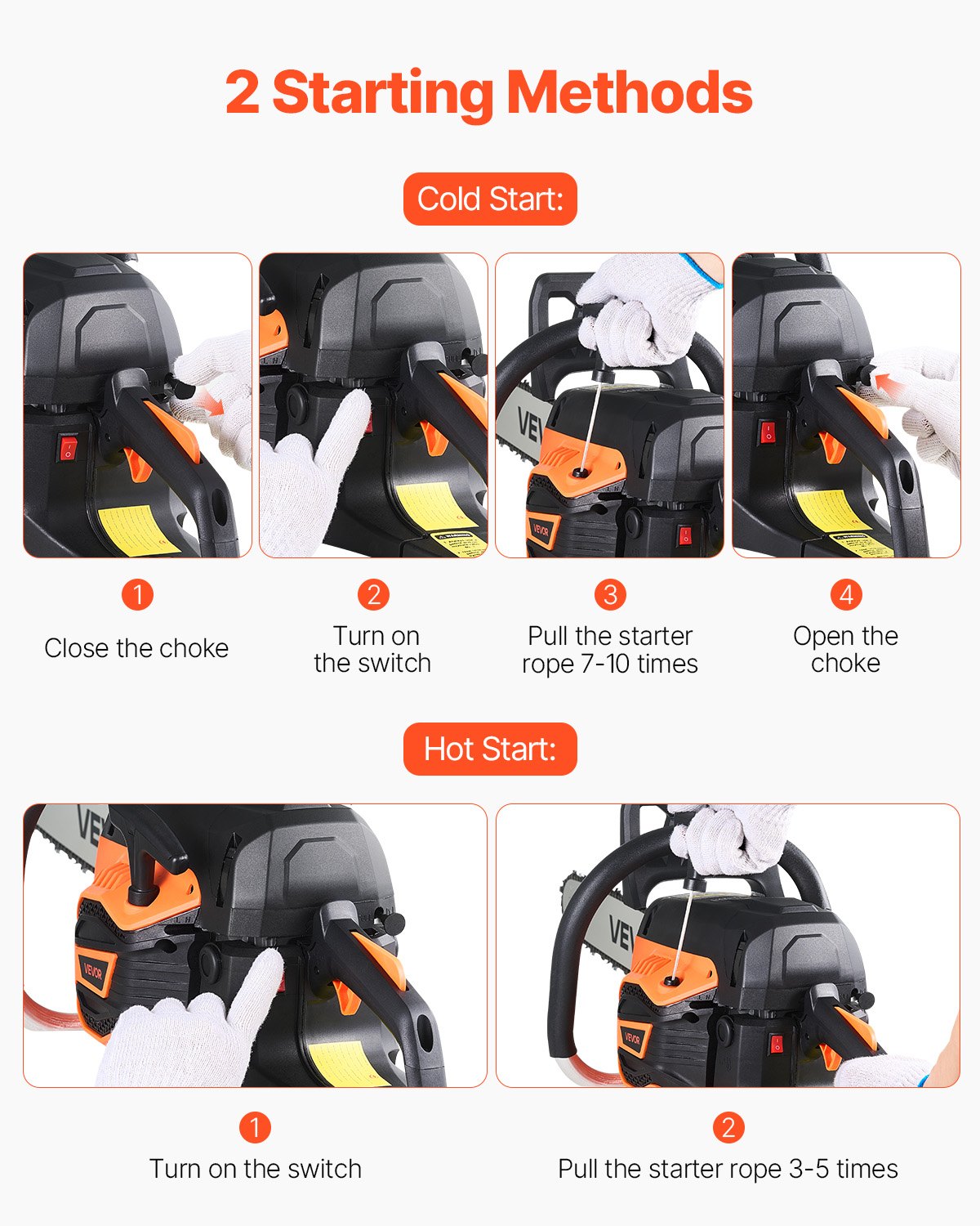 62 cc Gas Chainsaw, 20 inch Gas Powered Chainsaw, 3.8 HP Power Chain Saw with Non-Slip Handle, Gas-Powered Chainsaws with Dual Fuel Tanks, For Wood Cutting, Tree Trimming, and Land Clearing