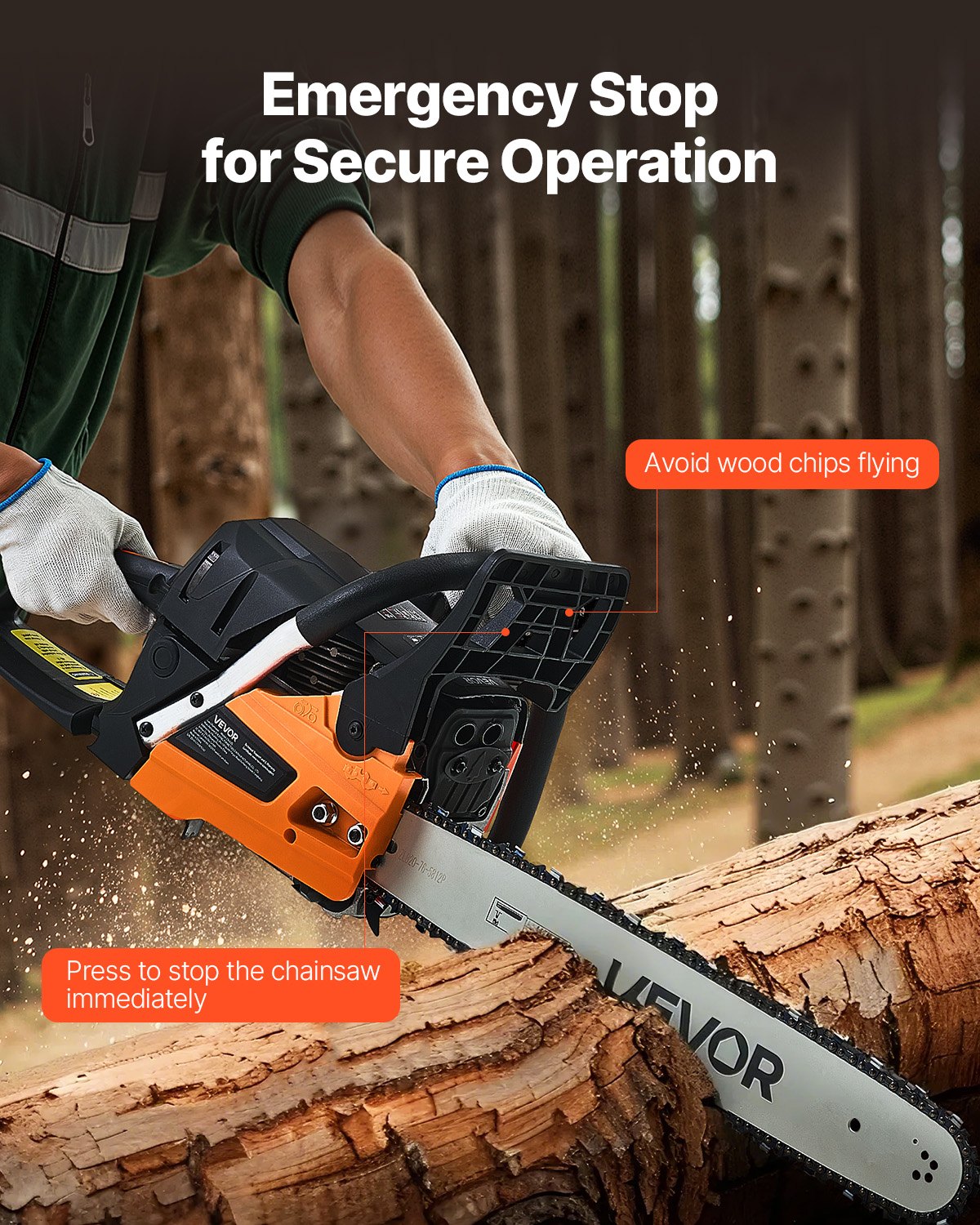 62 cc Gas Chainsaw, 20 inch Gas Powered Chainsaw, 3.8 HP Power Chain Saw with Non-Slip Handle, Gas-Powered Chainsaws with Dual Fuel Tanks, For Wood Cutting, Tree Trimming, and Land Clearing