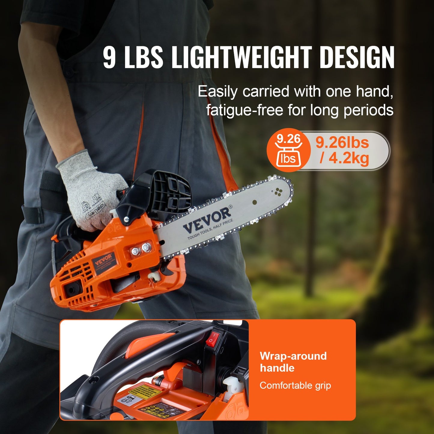 Gas Chainsaw, 25.4CC 12" 1.2HP, Gasoline Powered Chain Saw, Handheld Cordless Petrol Chainsaws for Tree Wood Branch Cutting, Tree Trimming, Land Clearing, Farm Garden Ranch Forest Cutting Use