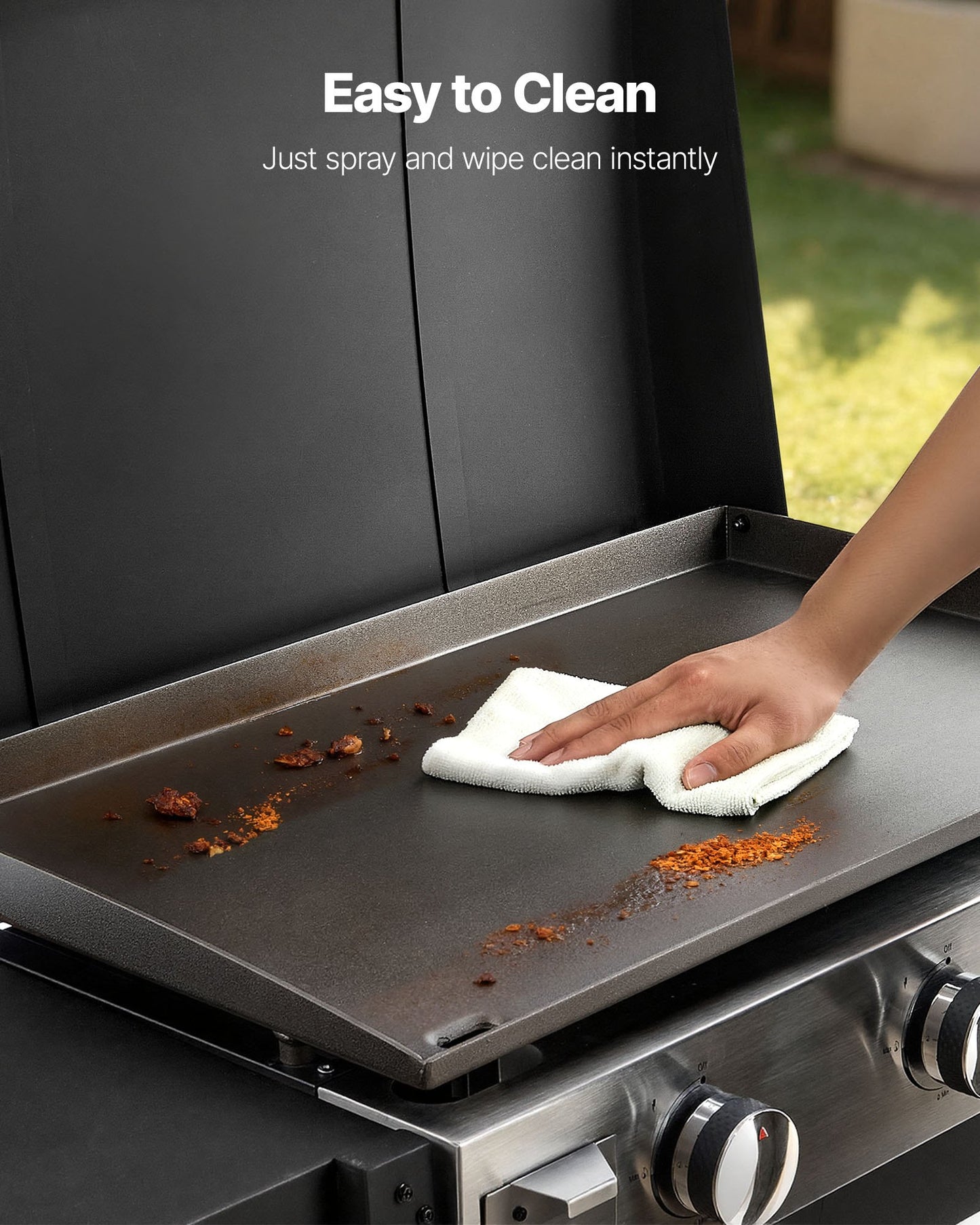 Gas Griddle, 3-Burner Flat Top Grill, Propane Griddle with Wheels, Lid, 3 x 11000 BTU Outdoor Flat Top Grills for Pan-Frying, Grilling, Stir-Frying, & BBQ, Pulse Ignition, Removable Top Design