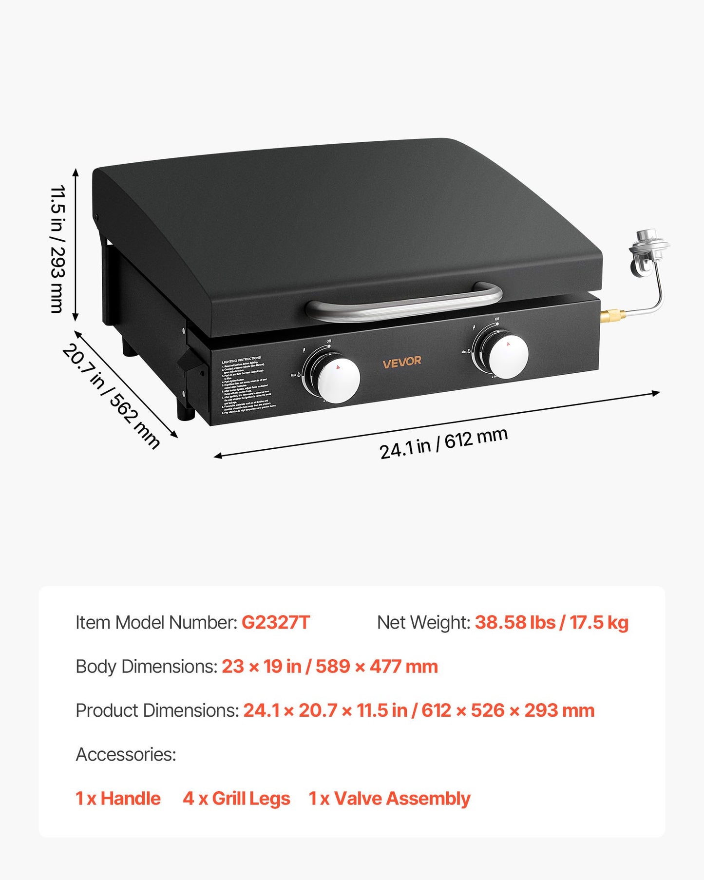 Gas Griddle, 2 Burner Tabletop Griddle, 22 inch Portable Griddles Propane with Lid, Oil Drain Hole & Oil Collection Tray, 2 x 11000BTU Camping Flat Top Grill for Outdoor Cooking, Tailgating