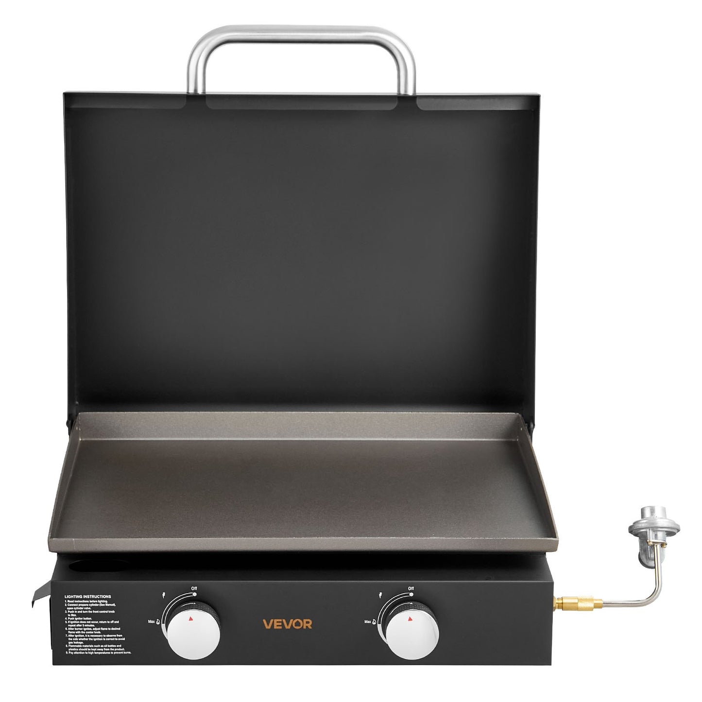 Gas Griddle, 2 Burner Tabletop Griddle, 22 inch Portable Griddles Propane with Lid, Oil Drain Hole & Oil Collection Tray, 2 x 11000BTU Camping Flat Top Grill for Outdoor Cooking, Tailgating