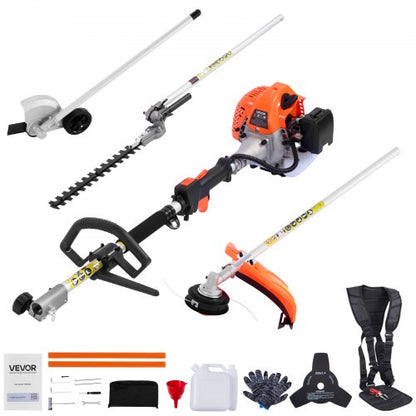 Gas Hedge Trimmer, 2 Cycle Gas Power Handheld Hedge Trimmer, 4-in-1 26cc Weed Eater with Protective Gear Set, Includes Hedge and String Trimmer, Edger, Brush Cutter, for Trimming Shrubs & Bushes