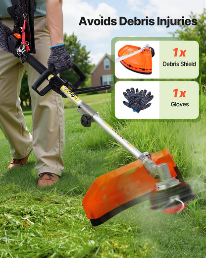 Gas Hedge Trimmer, 2 Cycle Gas Power Handheld Hedge Trimmer, 4-in-1 26cc Weed Eater with Protective Gear Set, Includes Hedge and String Trimmer, Edger, Brush Cutter, for Trimming Shrubs & Bushes
