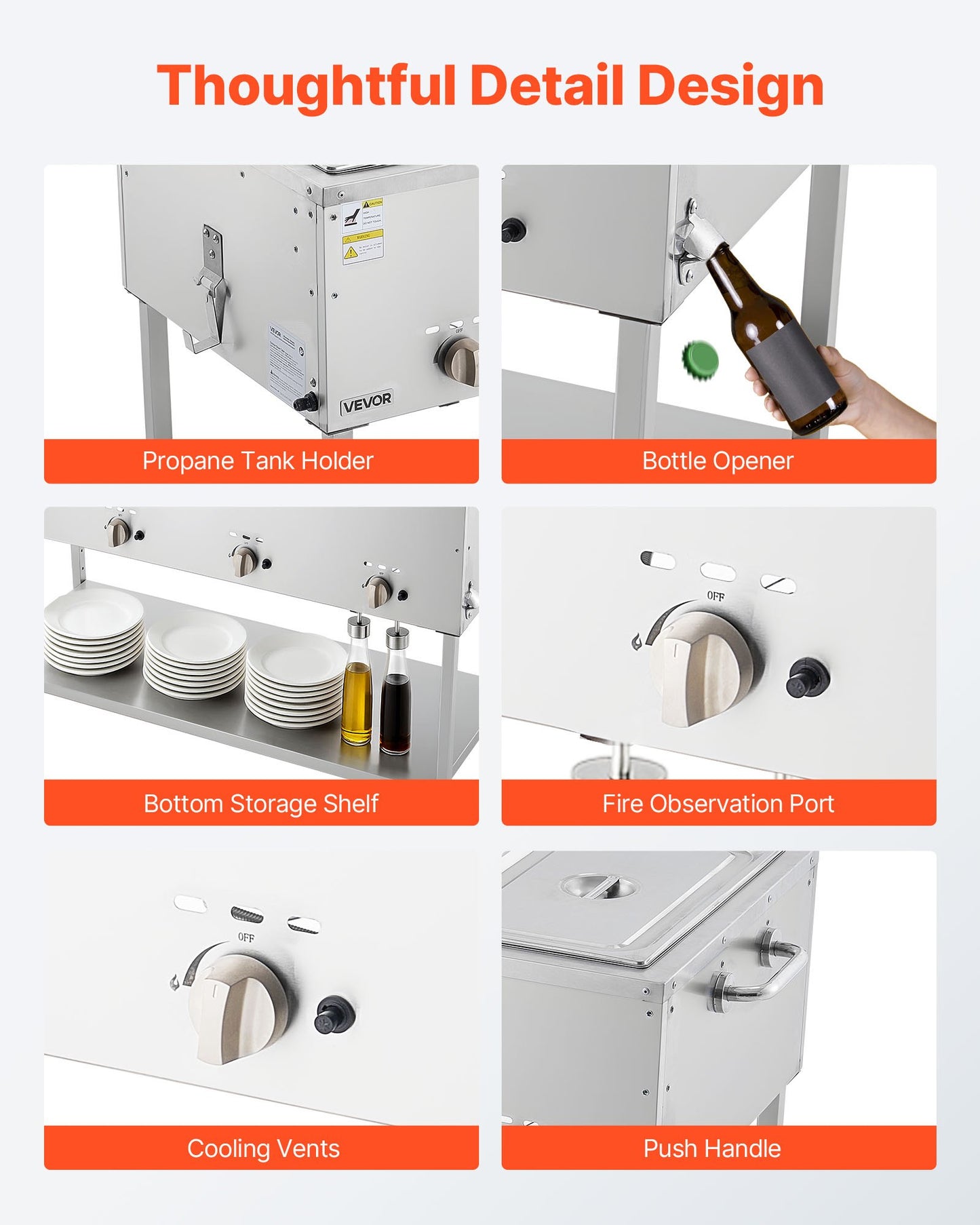 4-Pan Commercial Propane Steam Table, LP Gas Outdoor Soup Warmer with Drain Valve and 3" Wheels, Stainless Steel Propane Food Warmer with Independent Temp Control, for Restaurant Outdoor Camping