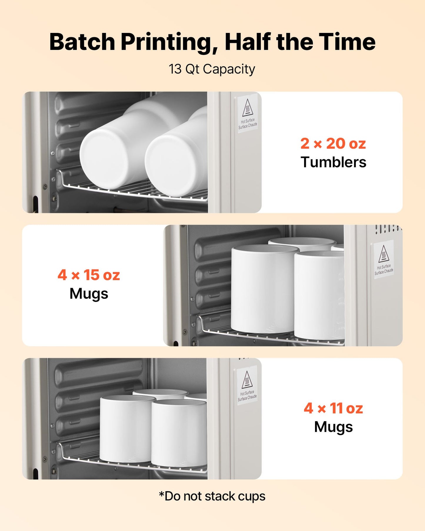 Sublimation Oven Machine, 13 Qt, Fits 20oz Tumblers, with 50 Shrink Films, 1 Tape and 2 Heat Gloves, Oven for Sublimation Blank Tumblers, Mugs, Bowls, Off-White