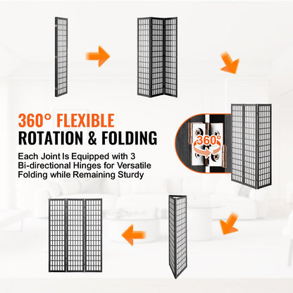 Room Divider Japansk Wall Divider 3 Panel Skärm för rumsseparering