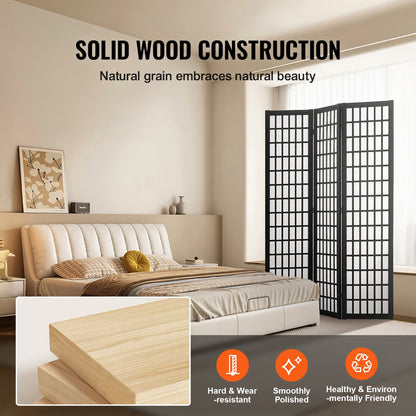 Room Divider Japansk Wall Divider 3 Panel Skärm för rumsseparering