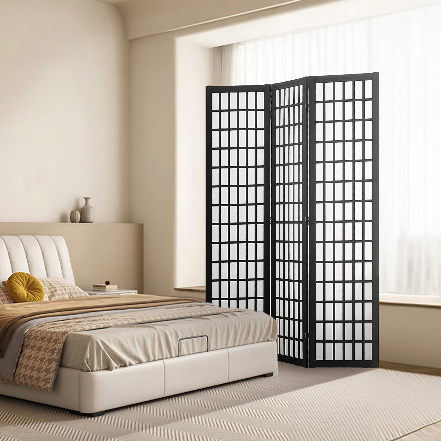 Room Divider, 3 Panel Japanese Room Divider, Wood Folding Privacy Screen Indoor, Japanese Partition Dividers Portable Decoration Screens, for Room Separation Home Office Restaurant & Bedroom