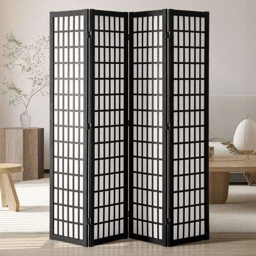 Room Divider, 4 Panel Japanese Room Divider, Wood Folding Privacy Screen Indoor, Japanese Partition Dividers Portable Decoration Screens, for Room Separation Home Office Restaurant & Bedroom