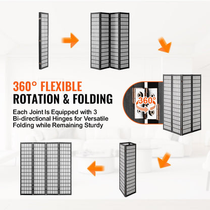 Rumsavdelare Japansk väggavdelare 4 panelskärm för rumsseparering