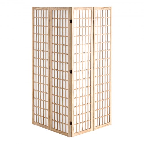 Raumteiler Japanischer Wandteiler 4 Paneele zur Raumtrennung (Naturfarbe)